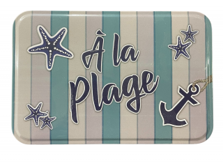 Boîte métal 350g palets nature "à la plage"