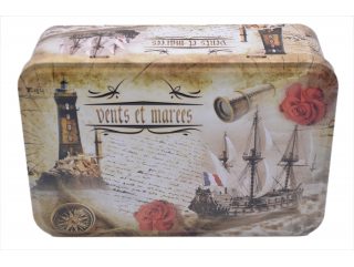 BOITE MÉTAL GALETTE 350 G - DÉCOR VENTS ET MAREES