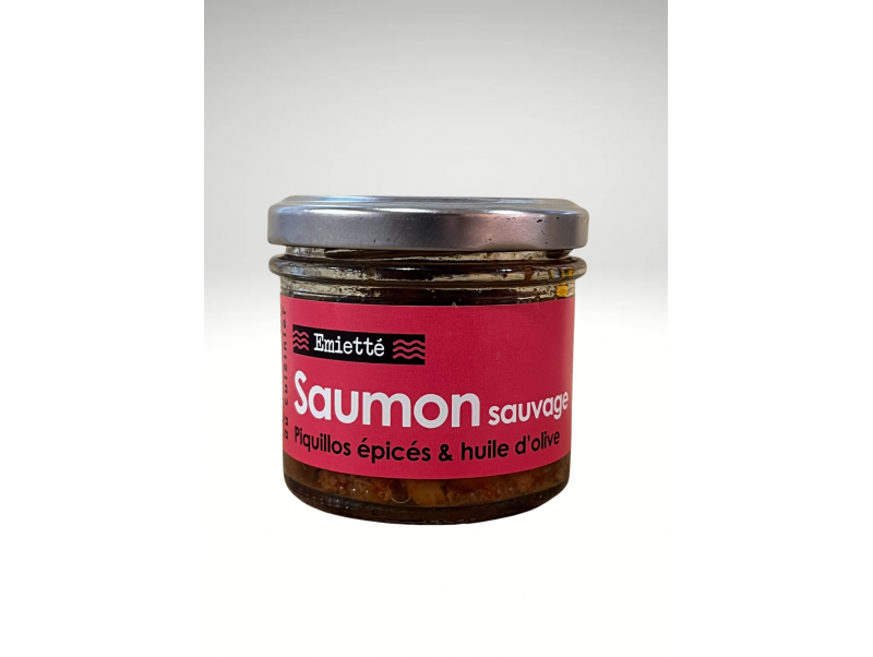 ATELIER DU CUISINIER EMIETTE SAUMON SAUVAGE PIQUILLOS EPICES ET HUILE D'OLIVE