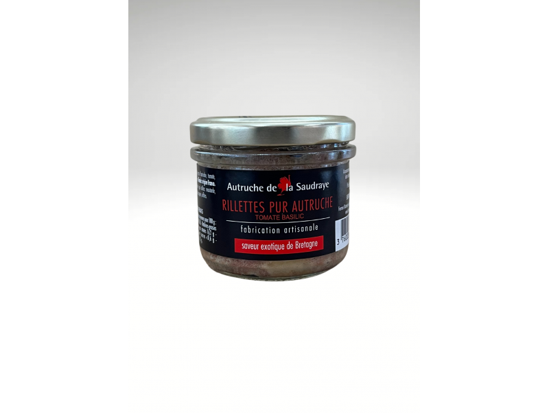 AUTRUCHE DE LA SAUDRAYE RILLETTES PUR AUTRUCHE TOMATE BASILIC 