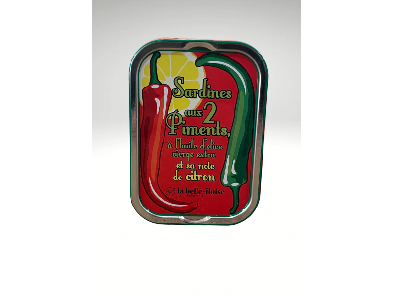 LA BELLE ILOISE SARDINES AUX 2 PIMENTS A L'HUILE D'OLIVE VIERGE EXTRA ET SA NOTE DE CITRON
