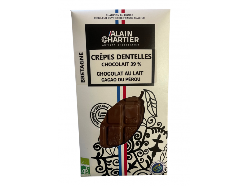 TABLETTE CHOCOLAT AU LAIT CRÊPES DENTELLES